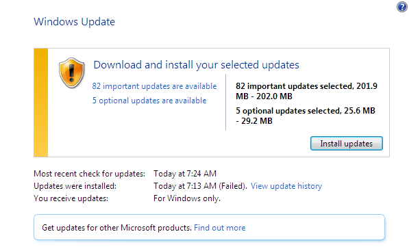 Windows Update - Does it Slow Down Windows 07