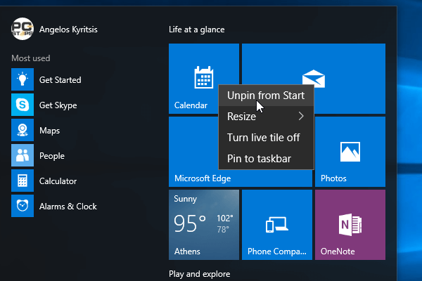 Windows 10 Start Menu - How to Customize It 03