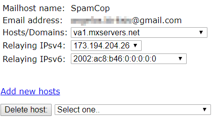 SpamCop mailhost added